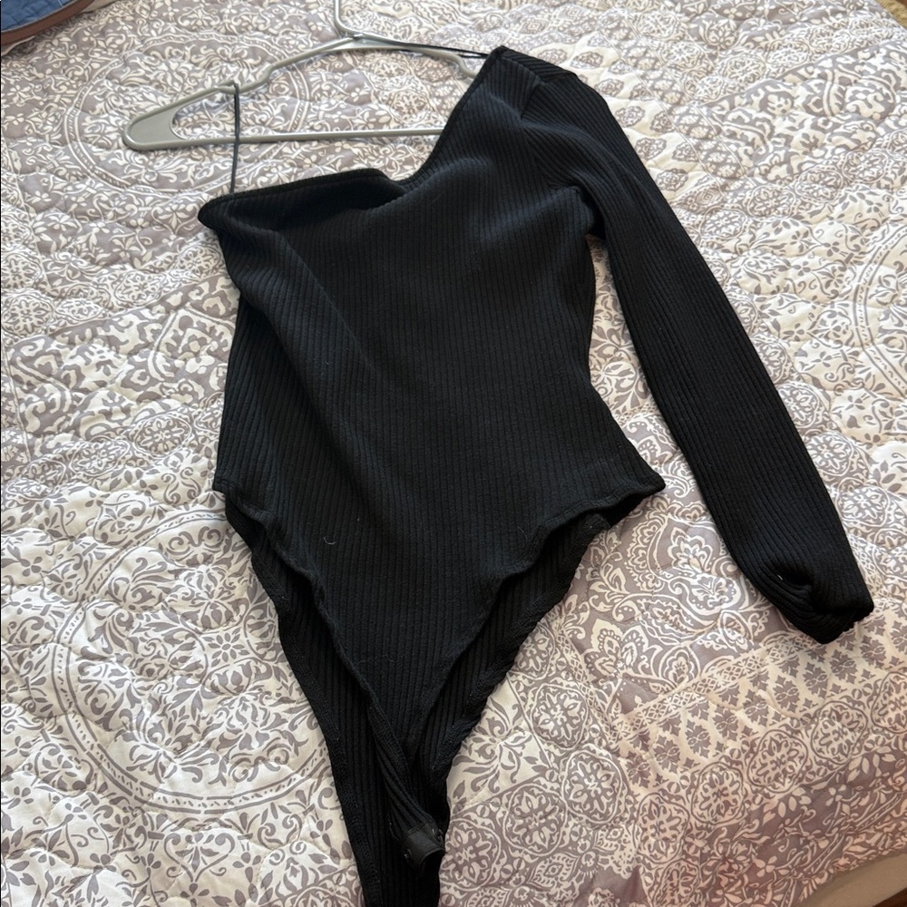 Endless Rose Women’s Large Black Ribbed Bodysuit
